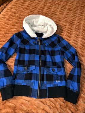 Fox Blue and Black Buffalo Plaid Hooded Jacket
